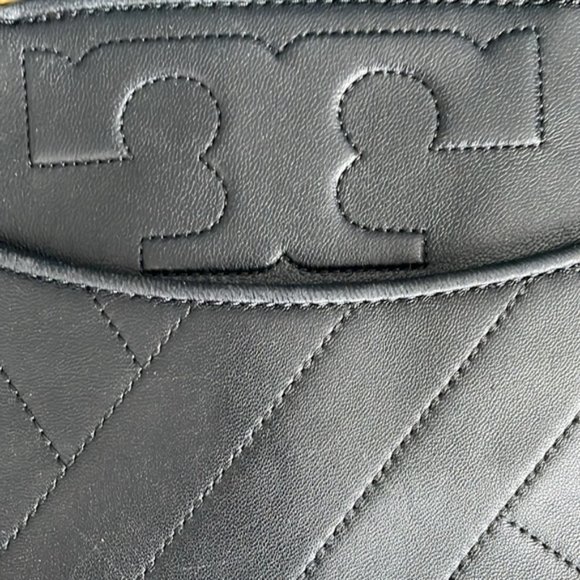 Tory Burch Alexa Satchel In Black Leather with Gold Accents - Picture 8 of 11